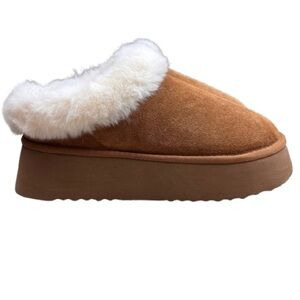 Steve Madden Chaplin Leather Platform Clog Slippers 9M Chestnut NEW